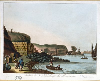 Ptolemaios-kirjaston rauniot Aleksandriassa, Egyptissä, 1811 tekijältä French School