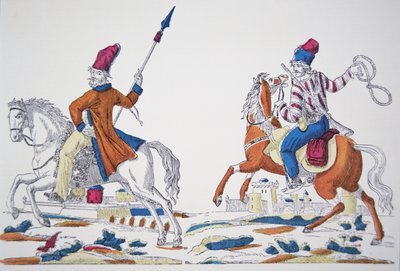 Venäjän kasakat Napoleonin hyökkäyksen aikana 1812 (väri litho) tekijältä French School