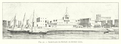 Senegalin Saint-Louis viime vuosisadalla (kaiverrus) tekijältä French School