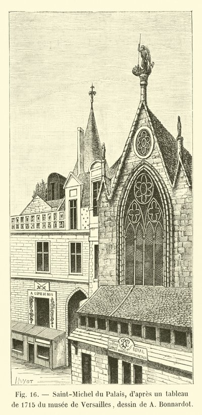 Saint-Michel du Palais, Versaillesin museossa vuodelta 1715 tehdyn maalauksen jälkeen, piirustus A Bonnardot tekijältä French School