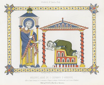 Saint Germain ja Heldric Saint-Germain dAuxerren luostarissa tekijältä French School