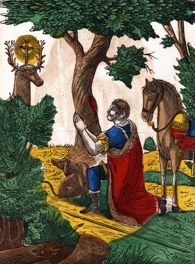 Pyhä Hubert. Kuva Epinalista, 1800-luvun ensimmäinen puolisko tekijältä French School
