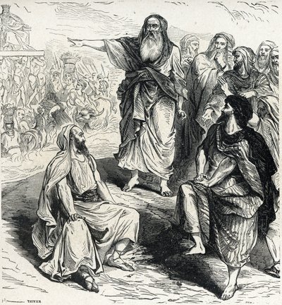 Samuel näyttää israelilaisille kuningaskunnan vaaroja Kaiverrus Lahuresta 1800-luvun yksityiskokoelma tekijältä French School