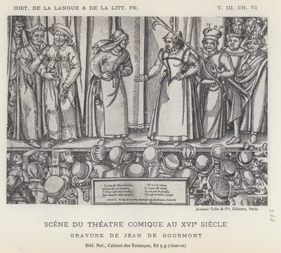 Kohtaus sarjakuvateatterista 1600-luvulla (litho) tekijältä French School