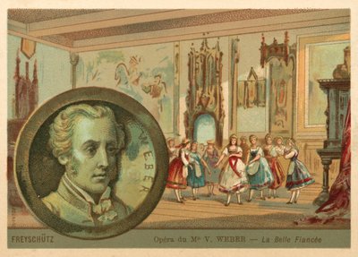 Kohtaus Carl Maria von Weberin oopperasta Der Freischutz (chromolitho) tekijältä French School