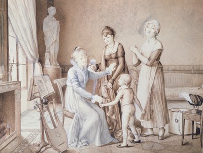 Perhe-elämän kohtaus, 1800-luvun alku tekijältä French School