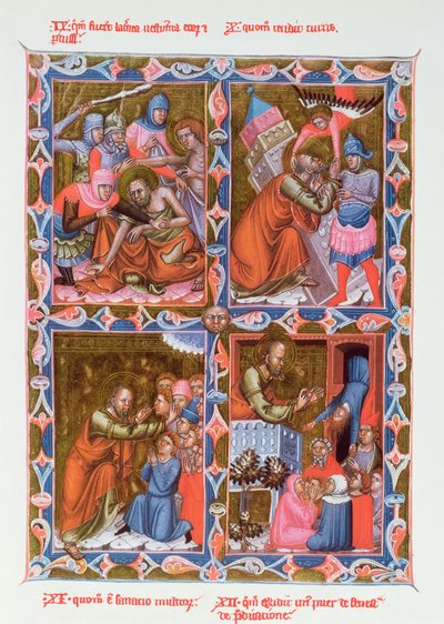 Kohtauksia Pyhän Paavalin elämästä, faksimile 1400-luvun käsikirjoituksesta Legendaire des Anjou-Hongriesta, Bolognan koulusta tekijältä French School