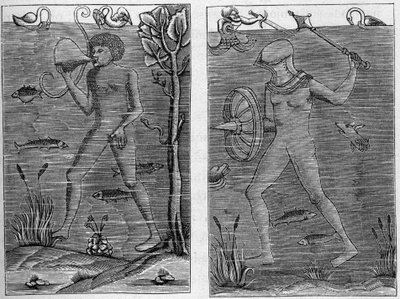 Merisotilas: sukeltaja ja asemies. Kaiverruksia 1500-luvun puuhahmoista. Kirjassa "La Marine et les colonies: kauppa" tekijältä French School
