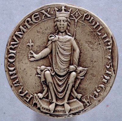 Kuningas Philip II:n sinetti Philippe Augustuksen (1165-1223) 1200-luvun Pariisissa, Archives Nationales tekijältä French School