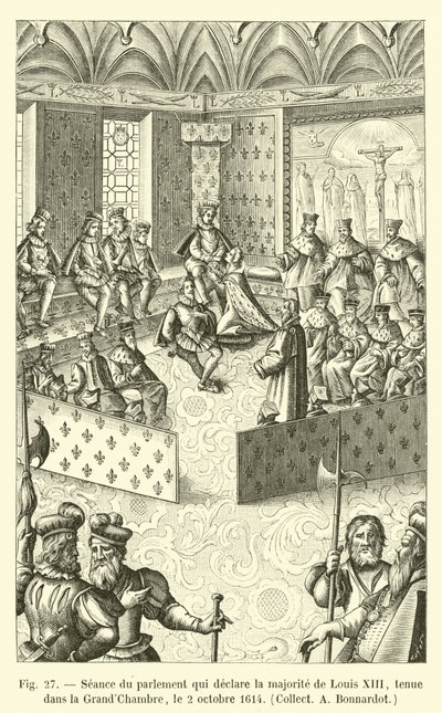 Ludvig XIII:n enemmistön julistava parlamenttiistunto, joka pidettiin suuressa salissa 2. lokakuuta 1614, kerätä Bonnardot tekijältä French School