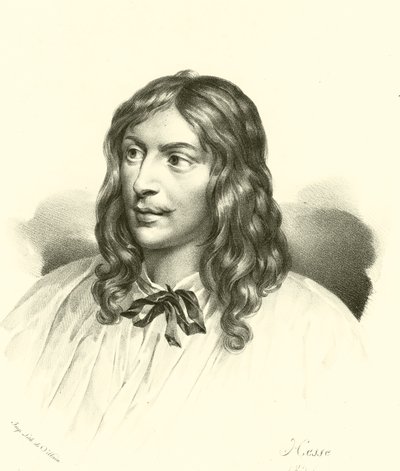 Sebastien Bourdon, muotokuva (kaiverrus) tekijältä French School