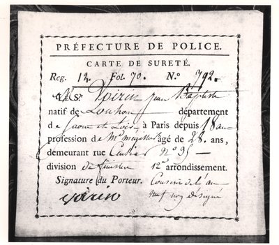 Turvakortti, 1808 (kynä ja muste paperille) tekijältä French School