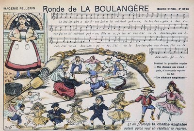 Nuotit suositulle kappaleelle "" Ronde de la boulangère "" - kuva Epinal, Pellerin tekijältä French School