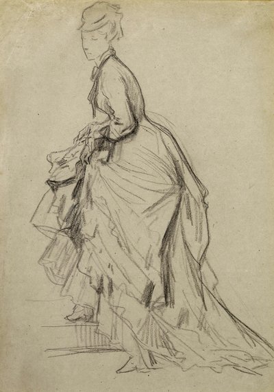 Näytetään nilkka, n. 1880 (liitu paperille) tekijältä French School