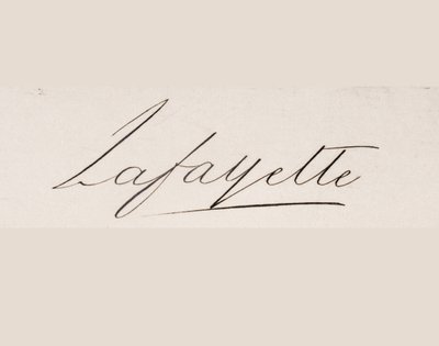 Marie-Joseph-Paul-Yves-Roch-Gilbert du Motier, Marquis de Lafayette allekirjoitus tekijältä French School