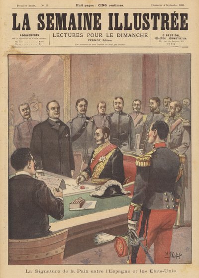 Espanjan ja Amerikan sodan vihollisuuksien lopettamisen rauhanpöytäkirjan allekirjoittaminen, Washington DC, 12. elokuuta 1898 tekijältä French School