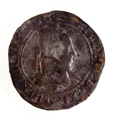 Hopea ranskalainen testoon (teston), Ranskan kuninkaan Henrik III:n (Henri III) hallituskausi (1574-1589) Halk. 3,5 cm Napoli, museo archeologico tekijältä French School