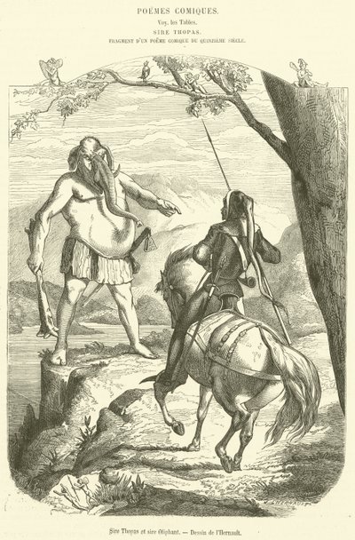 Sire Thopas et isire Oliphant (kaiverrus) tekijältä French School