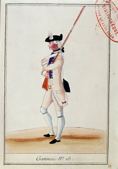 Grenadier Gatinois -rykmentin sotilas, n. 1780 tekijältä French School