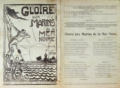 Laulu venäläisten merimiesten kapinasta Mustallamerellä, 1905 (valokuvakaiverrus) tekijältä French School