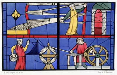 Spinning työpaja. Faksimile Amiensin katedraalin lasimaalauksista - Ferdinand de Lasteyrien "Lasimalauksen historiassa" tekijältä French School