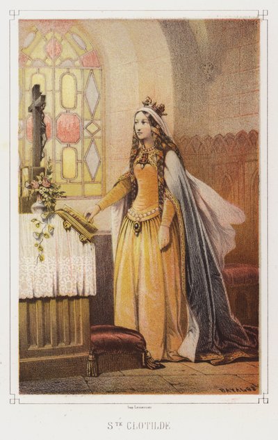 St Clotilde, frankkien kuningatar (väri litho) tekijältä French School