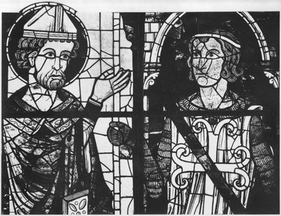 St. Denis antaa oriflammen ritari Clementille (Metzin marechal), yksityiskohta, Eteläruusu Herramme Jeesuksen Kristuksen ylistys, tekijältä French School