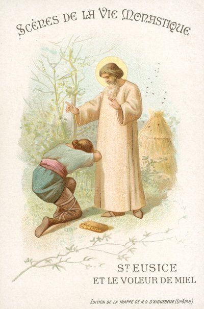 Pyhä Eusice ja hunajavaras (chromolitho) tekijältä French School