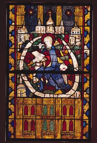 Pyhä Johannes Evankelista kirjoittamassa Apokalypsia, Parisian School, n. 1350 tekijältä French School