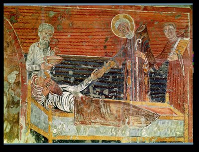 St. Severinus (k.507) kovetti Clovis I:n (465-511) jäljennöksen 1100-luvun alkuperäisestä Chateau-Landonin kirkossa (katso myös 240221) tekijältä French School