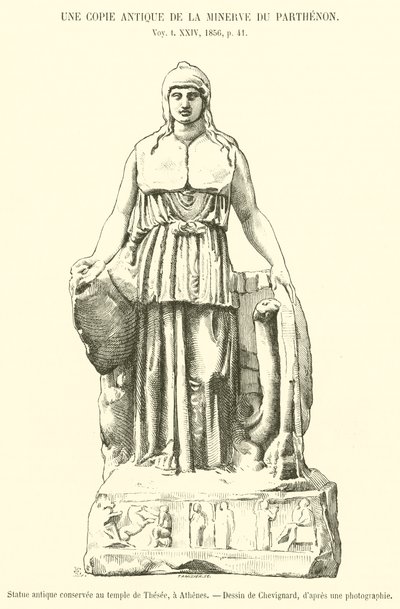 Patsas antiikkikonservaattori au temple de Thesee, Athenes (kaiverrus) tekijältä French School