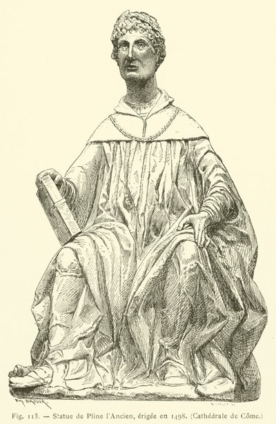 Plinius vanhimman patsas, pystytetty vuonna 1498, Comen katedraali (kaiverrus) tekijältä French School