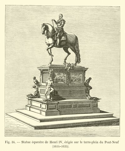 Henri IV:n ratsastuspatsas, pystytetty Pont-Neufin mediaaniin, 1614-1635 tekijältä French School