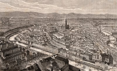 Strasbourg - Bas-Rhin, Alsace - kaiverrus V.A. Malt-Brownin kirjaan "La France illustrée: maantiede, historia, tilastohallinto". 1884 tekijältä French School