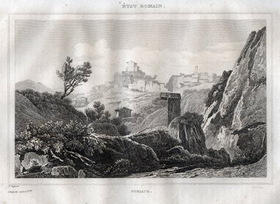 Subiaco Lazio Rooman metropolikaupungissa - Kaiverrus "" Maalauksellisesta Italiasta"", M. de Norvins, Ch. Nodier 1834-1836. tekijältä French School