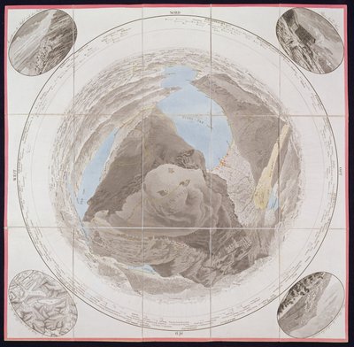 Kulmin huippu, Mont Rigi, Guide des Voyageurs sur le Mont Rigi, eversti Pfyffer de Wyer, julkaistu 1823 (käsinvärinen kaiverrus) tekijältä French School