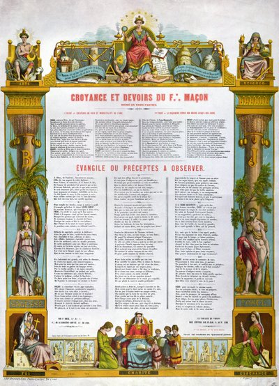 Taulukko vapaamuurarien uskomuksista ja velvollisuuksista, 1800-luvun toinen puoli tekijältä French School