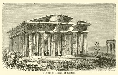 Neptunuksen temppeli Paestumissa (kaiverrus) tekijältä French School