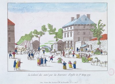 Tietullien poistaminen Barriere dEnferissä, 1. toukokuuta 1791, Pariisi tekijältä French School