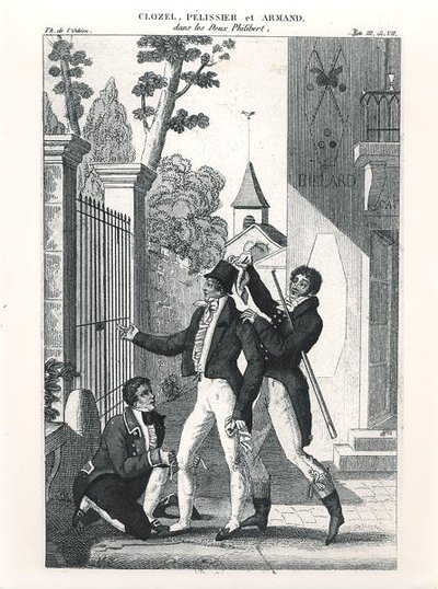 Näyttelijä Clozel eleganttina, Louis Benoit Picardin (1769-1828) komediasta Les Deux Philibert, n. 1818 (kaiverrus) (mustavalkoinen kuva) tekijältä French School