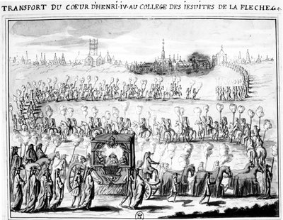 Henri IV:n sydämen saapuminen La Flèchen yliopistoon 4. kesäkuuta 1610 tekijältä French School