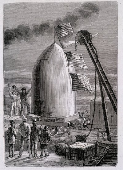Ammuksen saapuminen Stone Hilliin - Jules Vernen "Maasta kuuhun" tekijältä French School