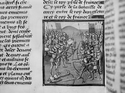 Crecyn taistelu vuonna 1346 Froissart Chroniclesista tekijältä French School