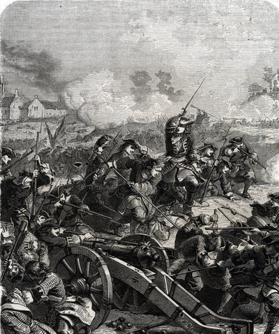 Landenin tai Neerwindenin taistelu käytiin nykyisessä Belgiassa 29. heinäkuuta 1693 yhdeksänvuotisen sodan aikana (kaiverrus) tekijältä French School