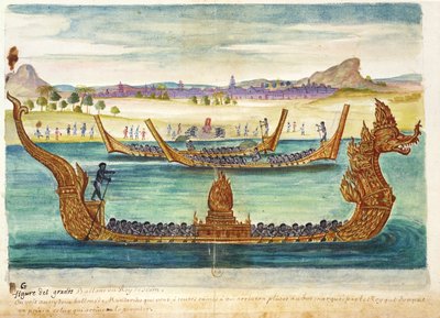 Siamin kuninkaan veneet, Siamin jesuiittojen kertomuksesta, 1688 (wc paperilla) tekijältä French School