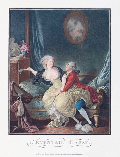 Rikkoutunut tuuletin. Seksuaalinen viettely. 1700-luvulla. tekijältä French School