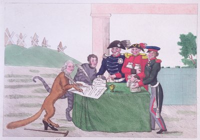 Antautuminen, Charles Maurice de Talleyrand-Perigordin (1754-1838) karikatyyri 30. maaliskuuta 1814 tekijältä French School