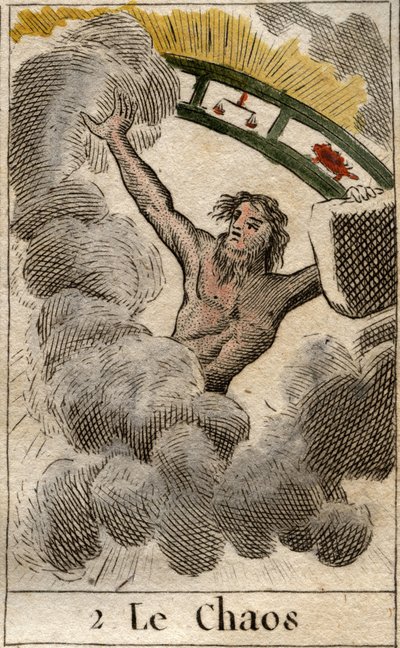 Kaaosjumala esitettiin palalla horoskooppimerkkiä. Pierre Blanchardin "Nuoruuden mytologiasta" vuodelta 1803. tekijältä French School