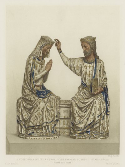 Neitsyen kruunaus, norsunluu, ranska, 1200-luvun puoliväli (väri litho) tekijältä French School
