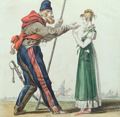 Kasakka Pariisissa, n. 1815 (kynä ja muste ja wc paperilla) tekijältä French School